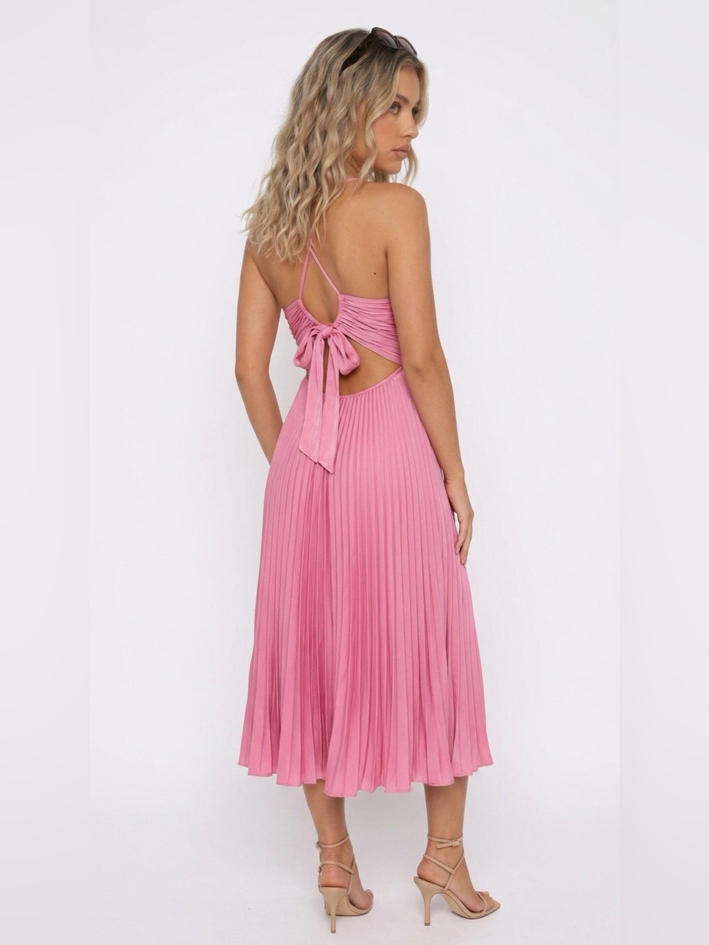 A.L.C. Gemini Pleated Midi Dress Pink NWT Size 2 - Picture 2 of 8